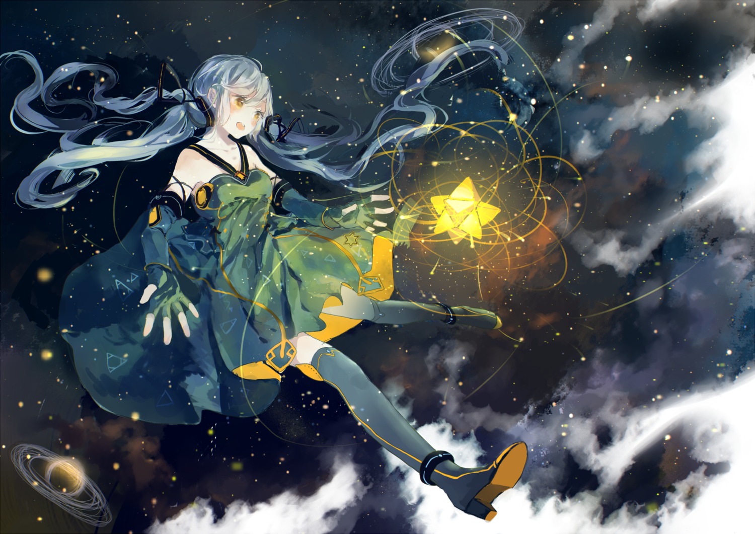 bou_shaku dress heels stardust_(vocaloid) thighhighs vocaloid