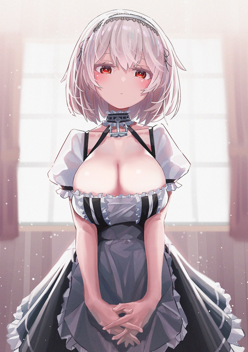 azur_lane breast_hold cleavage maid miyoshi_nao_(miyoshist) sirius_(azur_lane)