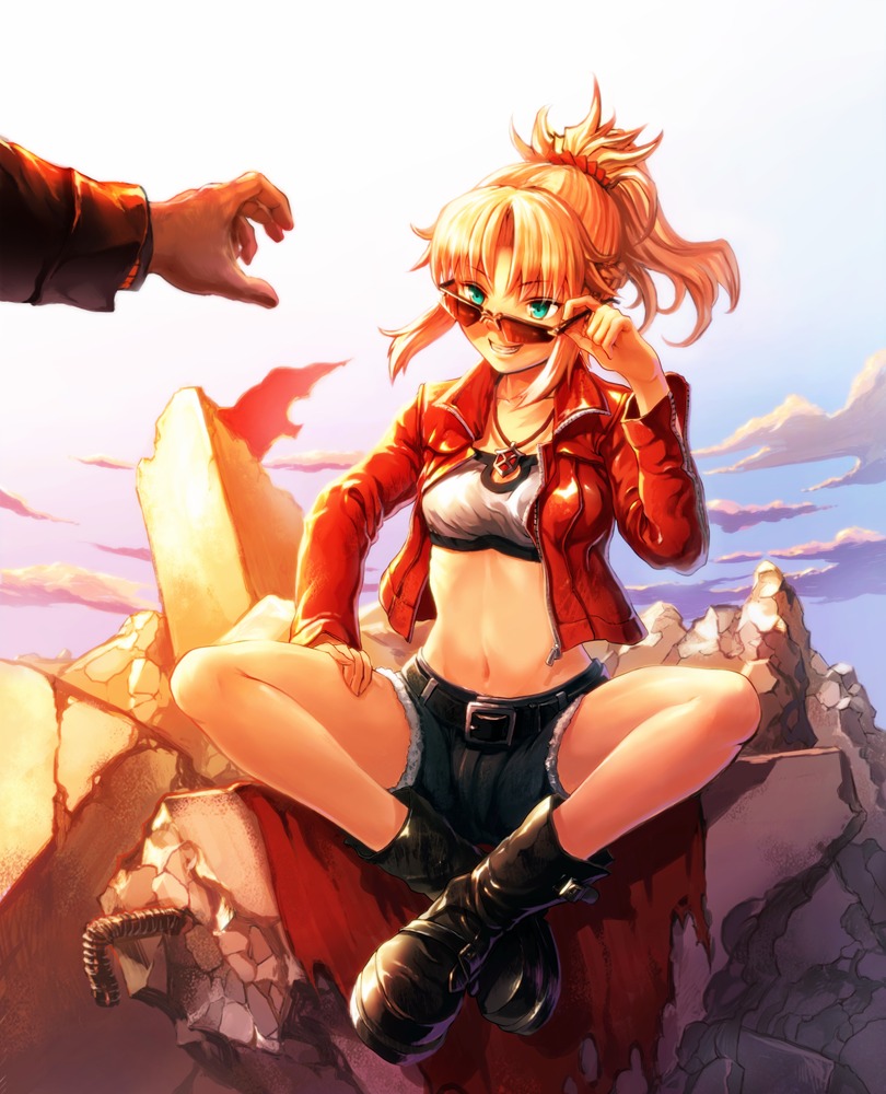 fate/apocrypha fate/stay_night kopa megane mordred_(fate) open_shirt