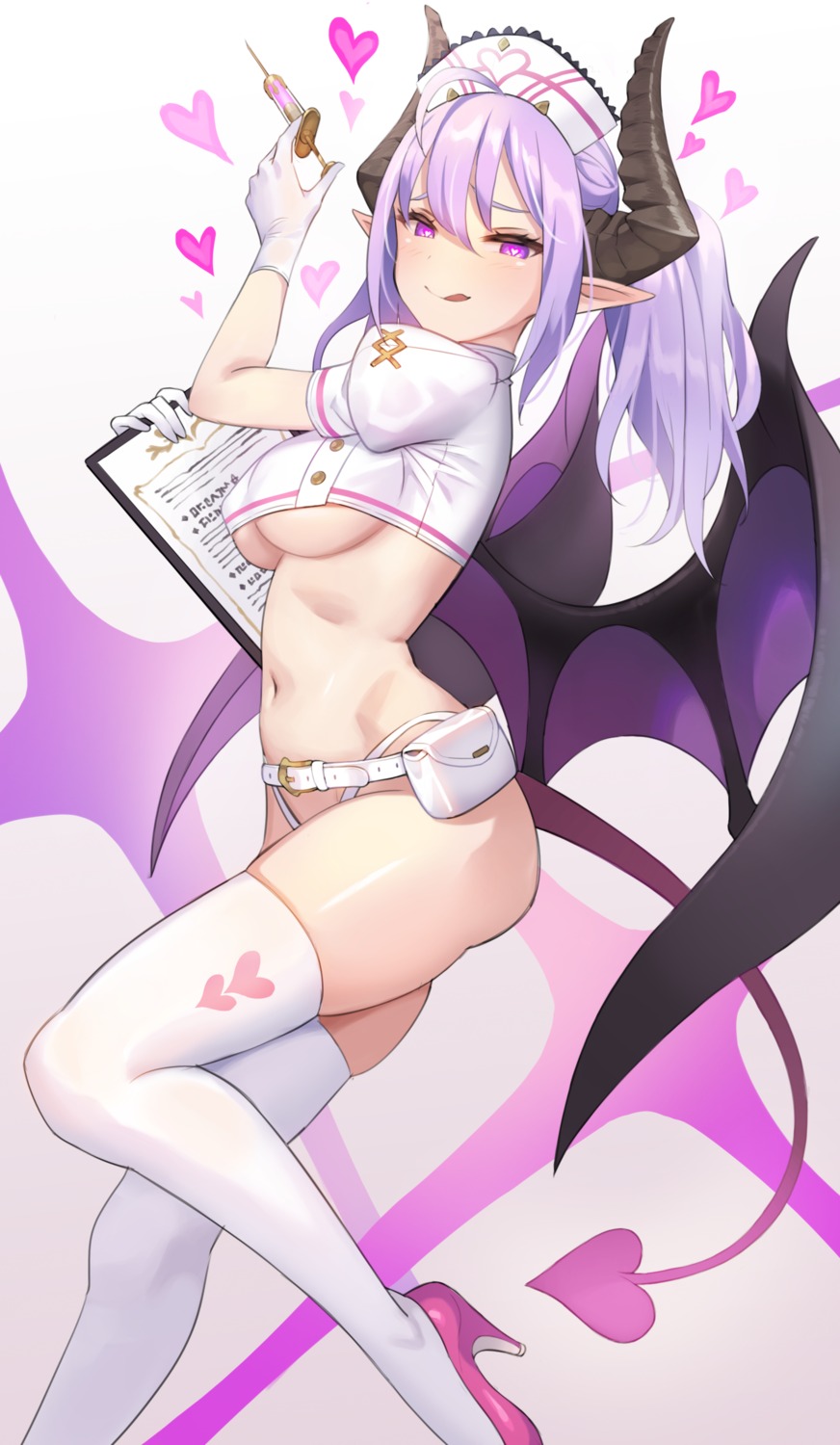 heels horns kkamja no_bra nurse pantsu pointy_ears tail thighhighs underboob wings