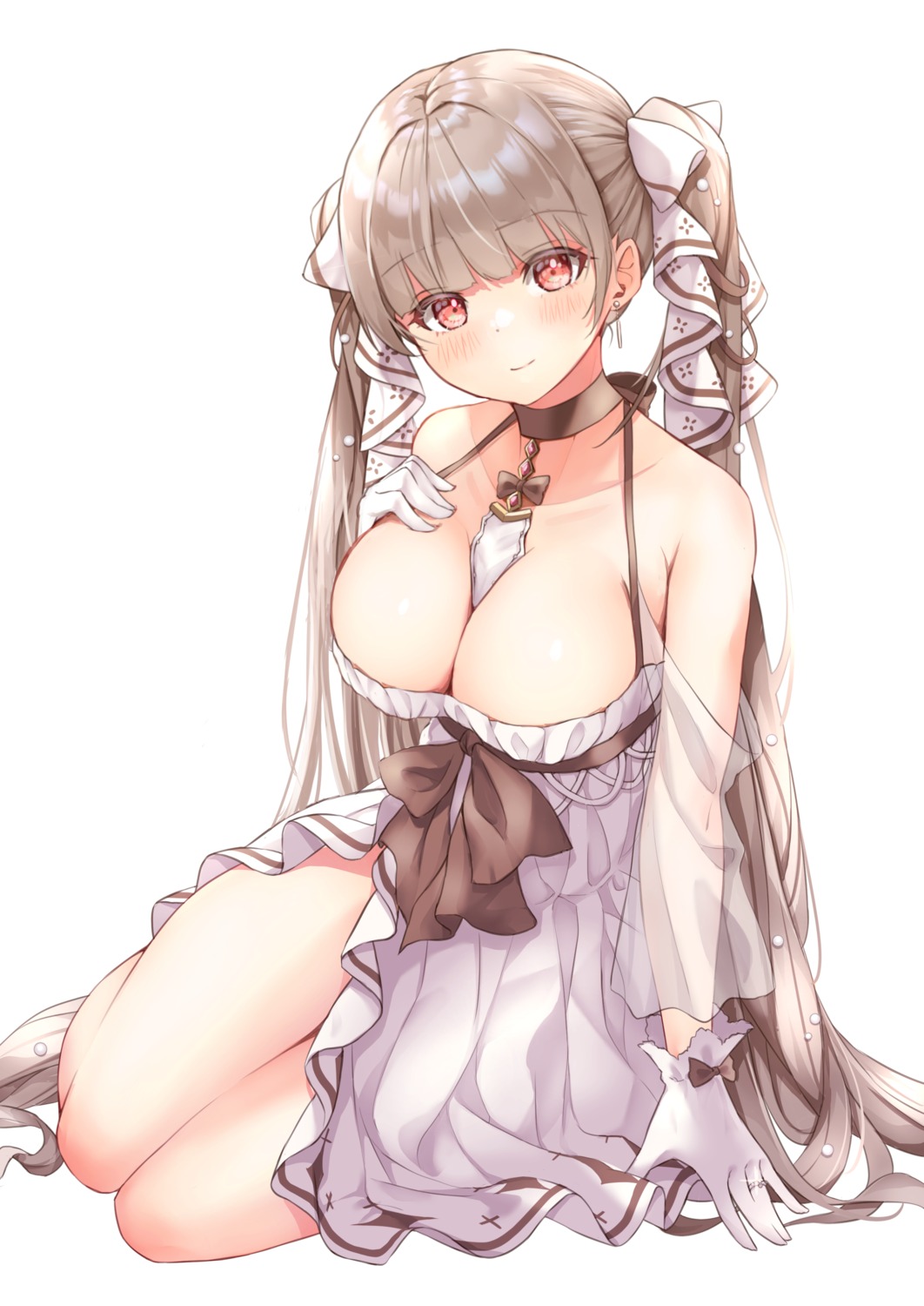 artist_revision azur_lane breast_hold classic_(zildjian33) dress formidable_(azur_lane) no_bra see_through skirt_lift