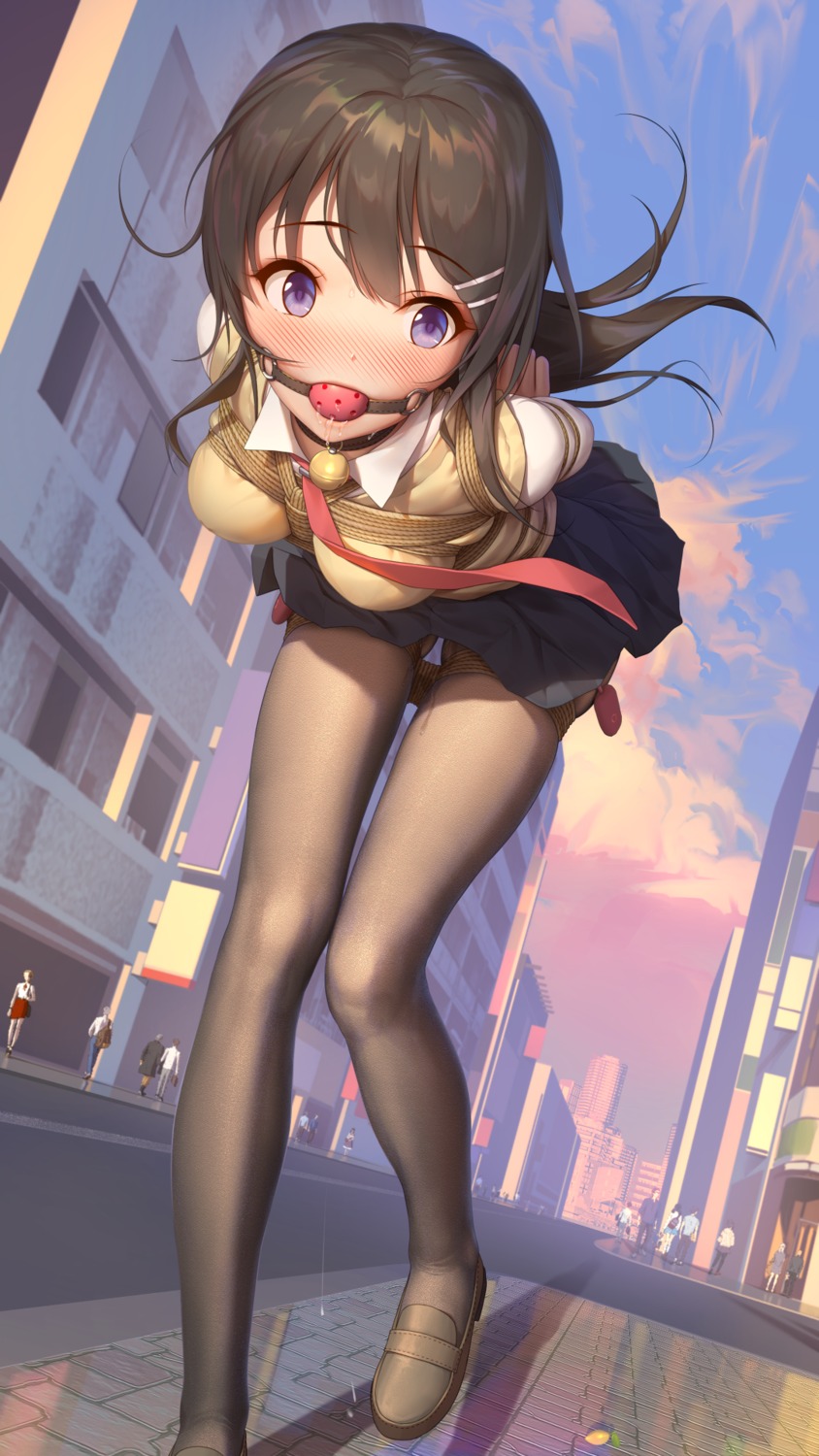 bondage pantyhose pussy_juice sakurajima_mai seifuku seishun_buta_yarou skirt_lift sweater tokinohimitsu