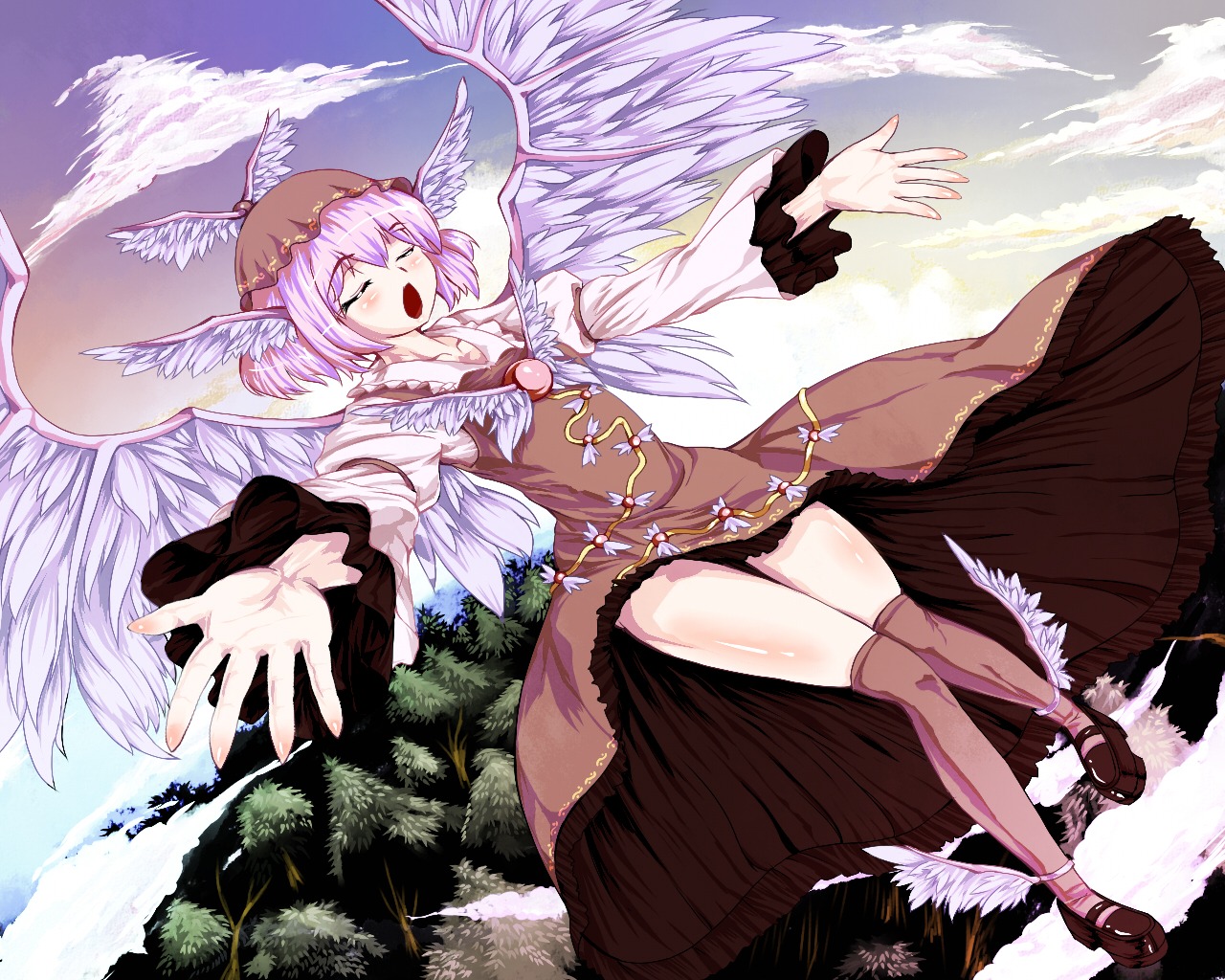 dress mystia_lorelei sakimori_dan touhou wallpaper wings