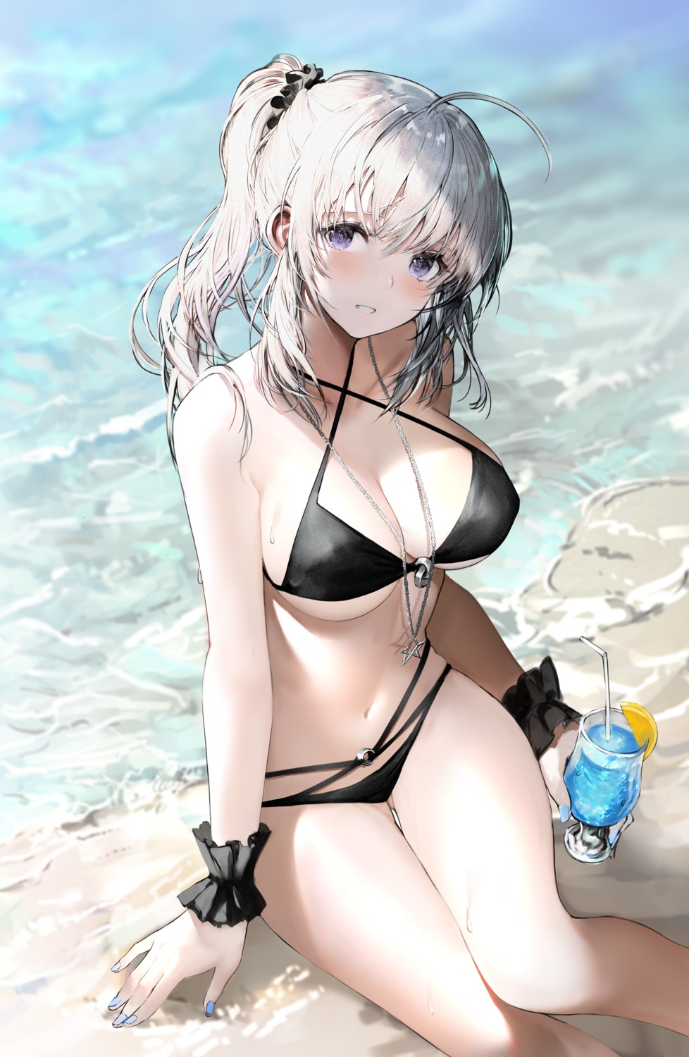 bikini cleavage erect_nipples haori_io swimsuits wet