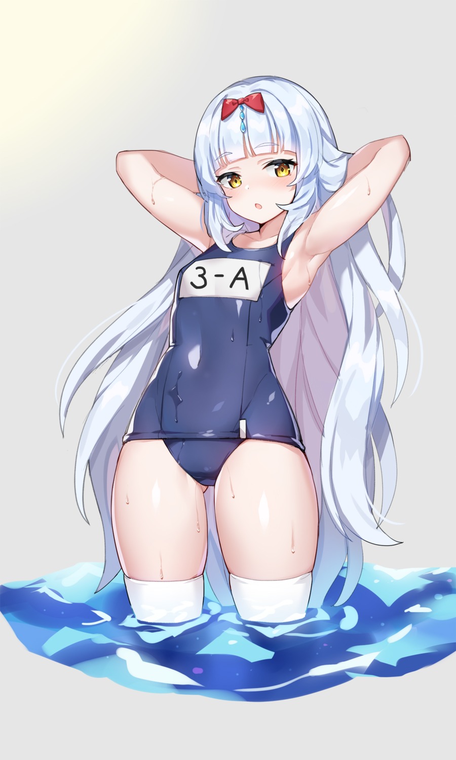 school_swimsuit serin199 swimsuits thighhighs wet