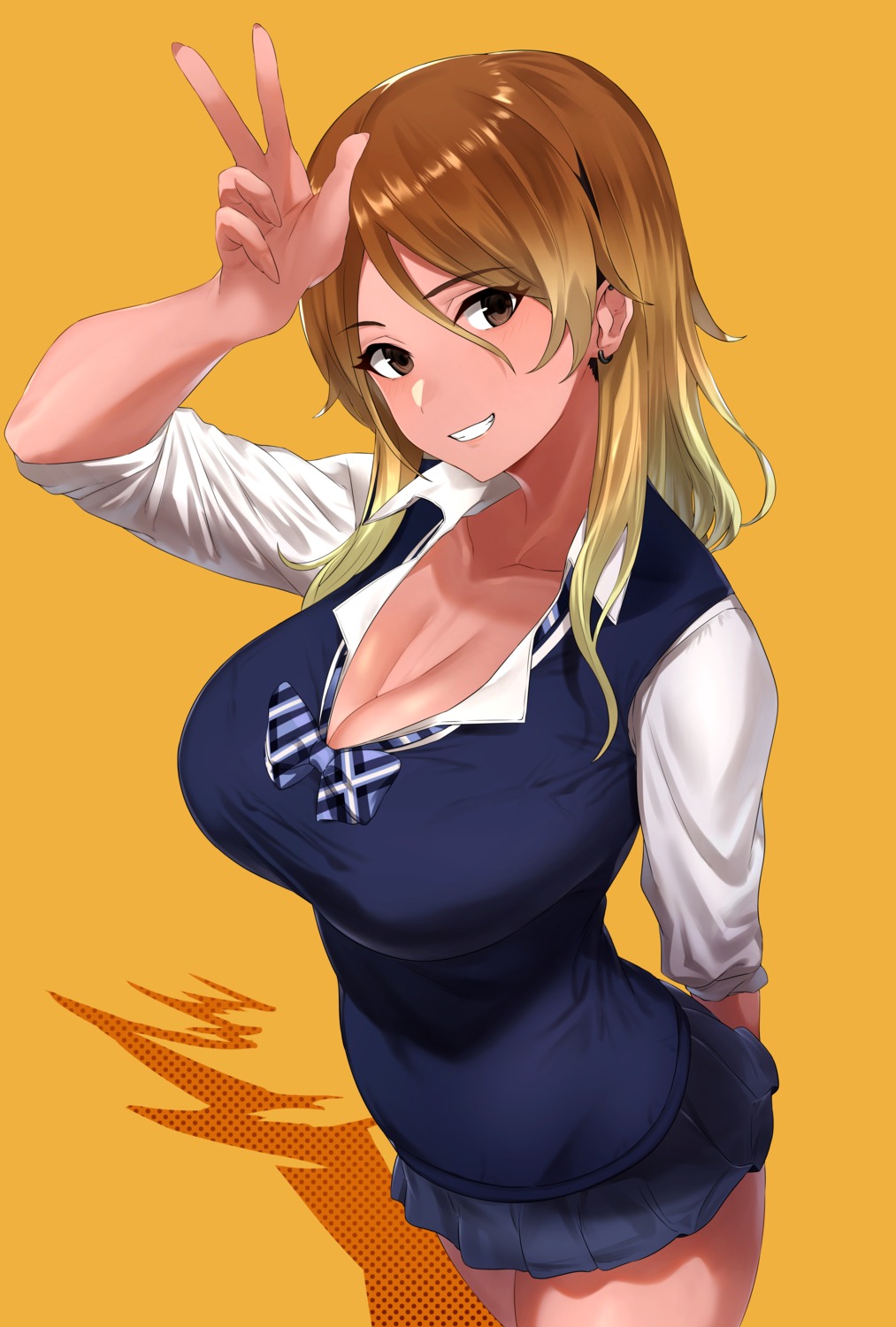 cleavage hotate-chan izumi_mei open_shirt seifuku sweater the_idolm@ster the_idolm@ster_shiny_colors