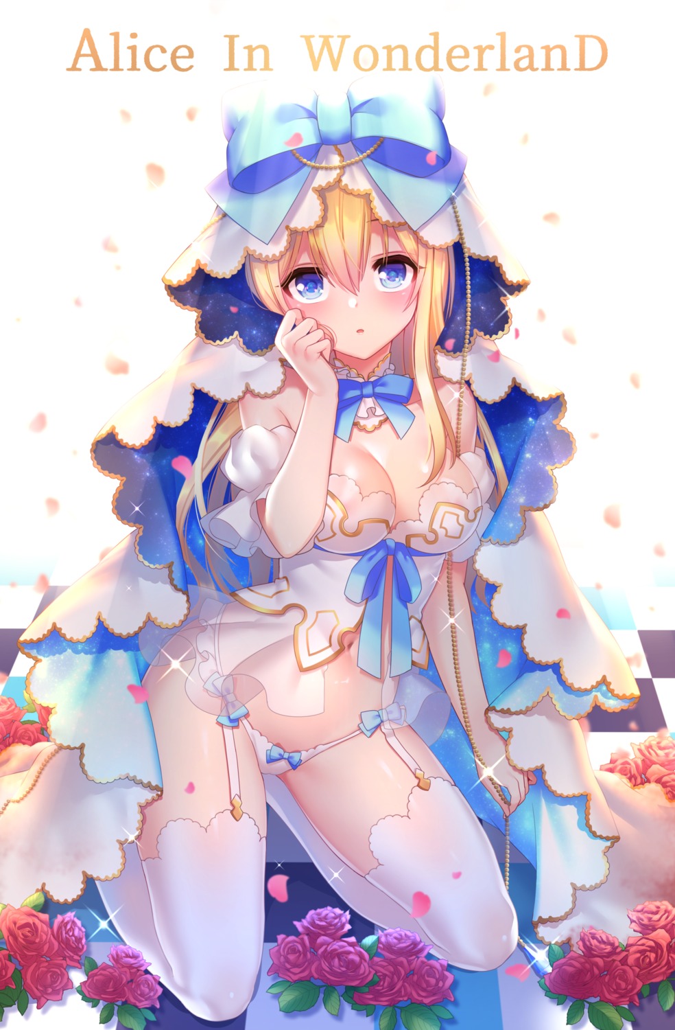 alice alice_in_wonderland cleavage hoshina_meito lingerie pantsu see_through stockings thighhighs