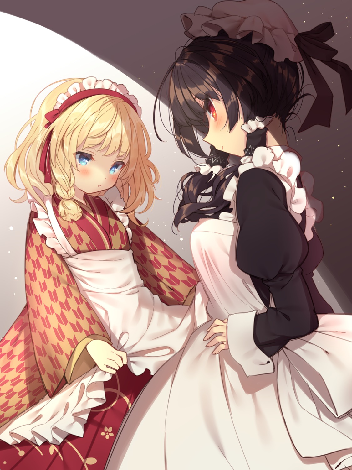 hakurei_reimu kirisame_marisa maid touhou usamata wa_maid