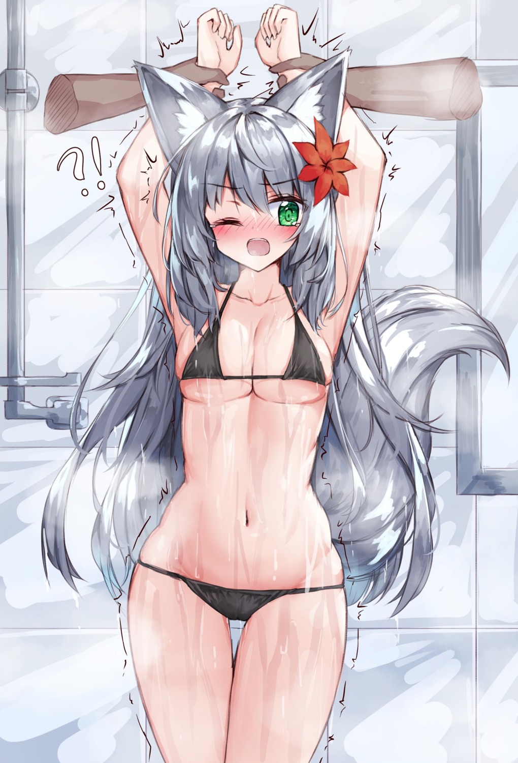 animal_ears bikini swimsuits tail tandohark wet