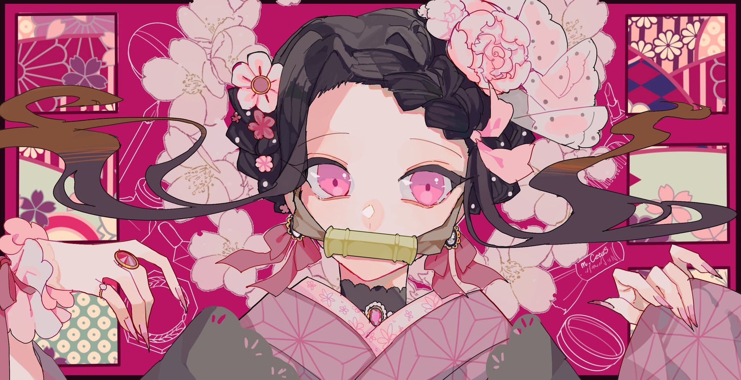 a-k-a-mira japanese_clothes kamado_nezuko kimetsu_no_yaiba