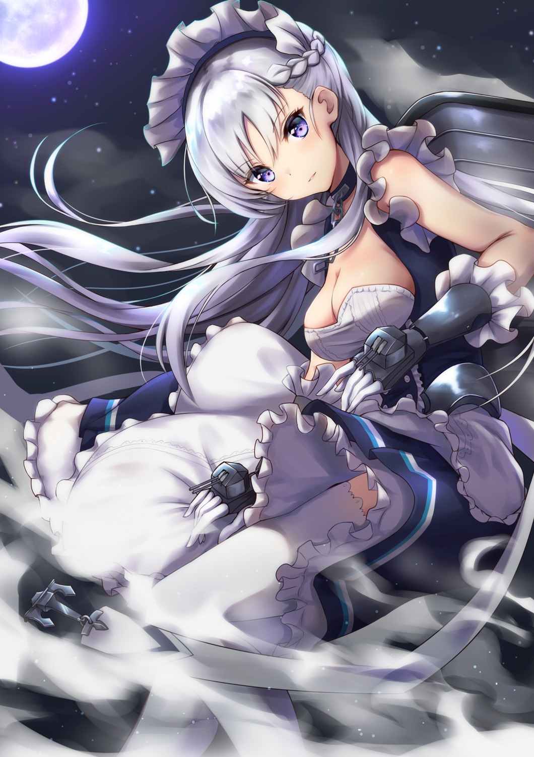 azur_lane belfast_(azur_lane) cleavage maid thighhighs toki_(toki_ship8)