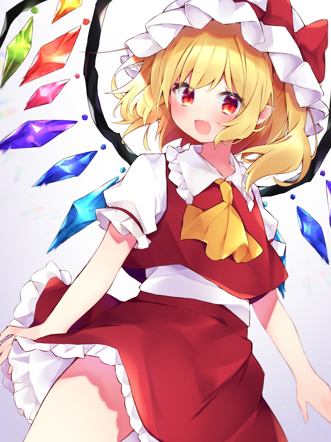 eringikinono flandre_scarlet pointy_ears skirt_lift touhou wings