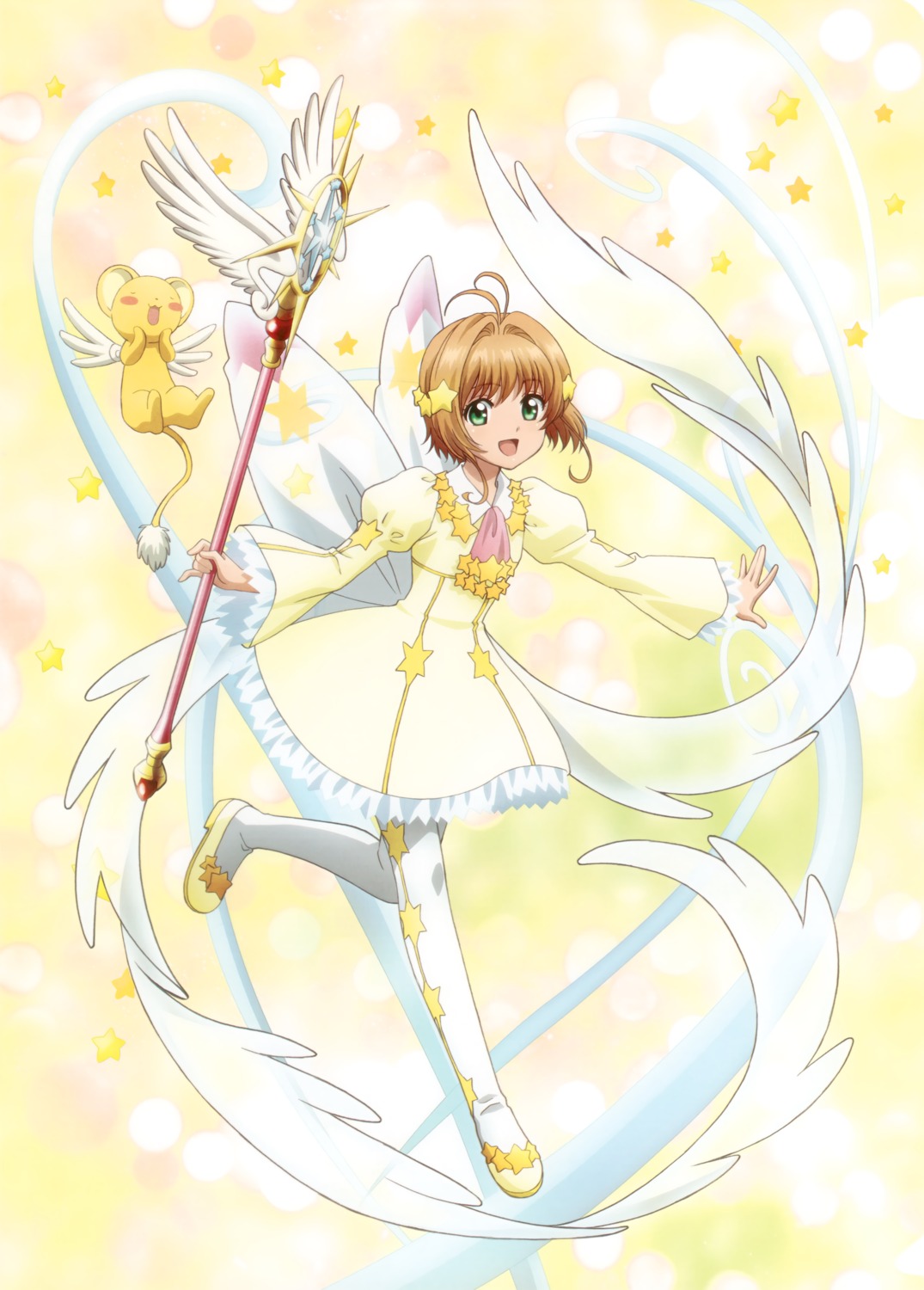 card_captor_sakura dress kerberos kinomoto_sakura madhouse pantyhose tagme weapon wings