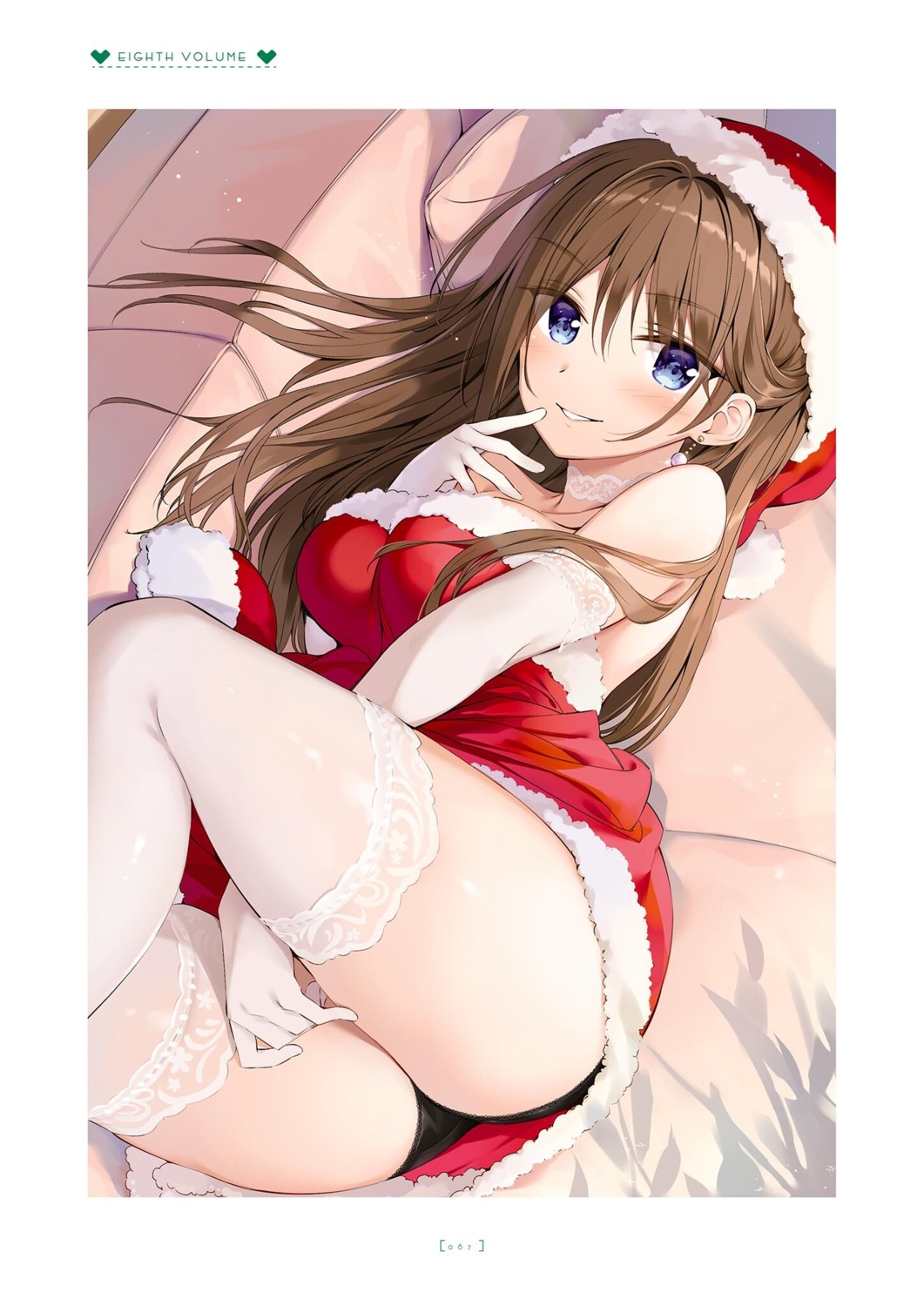 boku_no_kanojo_sensei christmas dress fujiki_maka no_bra oryou pantsu skirt_lift thighhighs