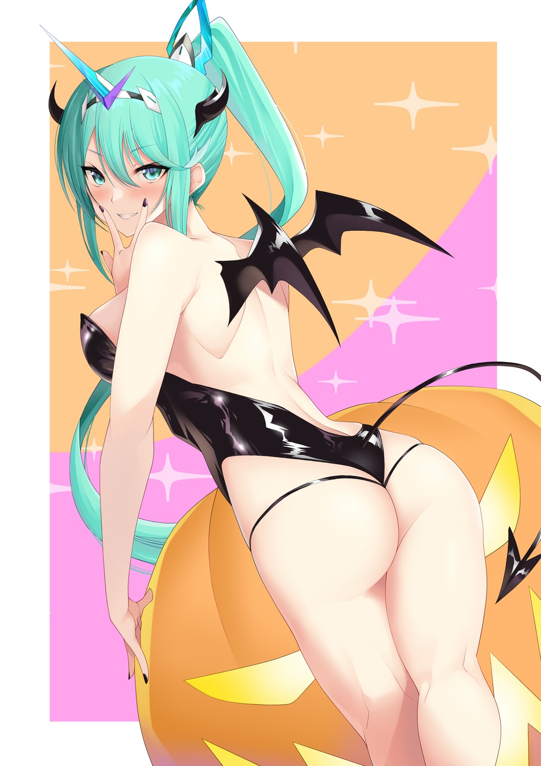 ass daive devil halloween horns leotard pneuma_(xenoblade_2) tail wings xenoblade xenoblade_chronicles_2