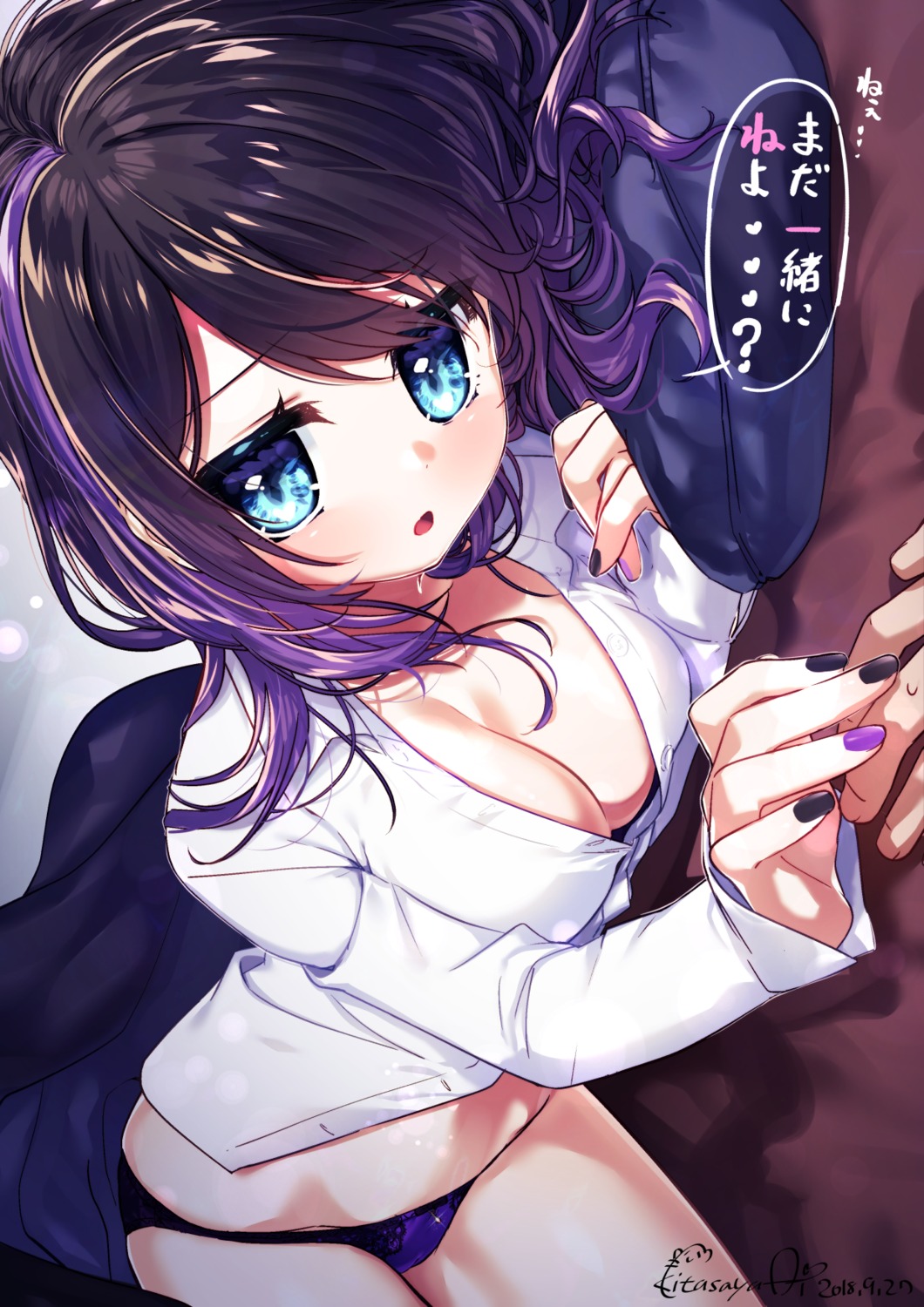 cleavage hokusai_ai open_shirt pantsu