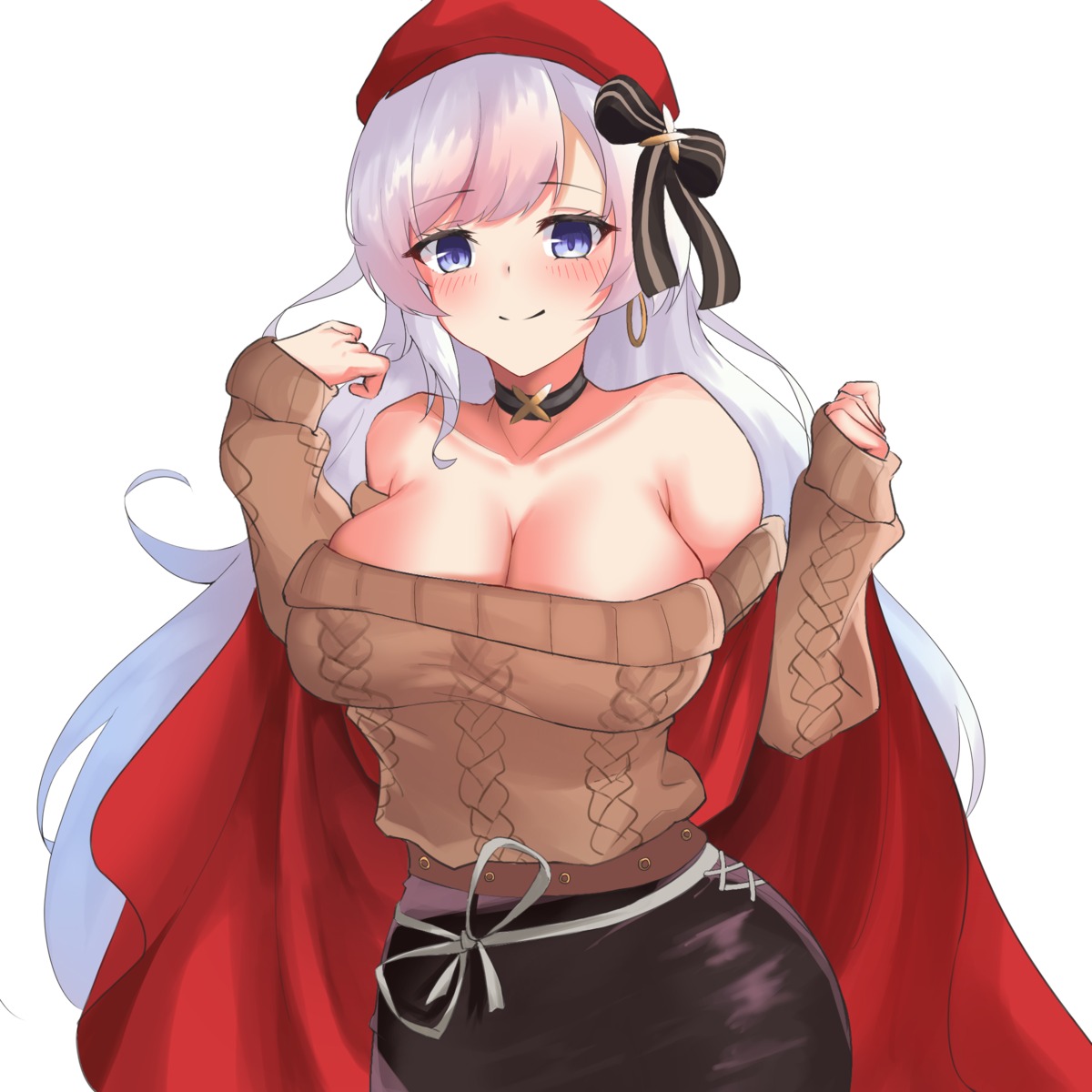 azur_lane belfast_(azur_lane) gunpuu no_bra sweater