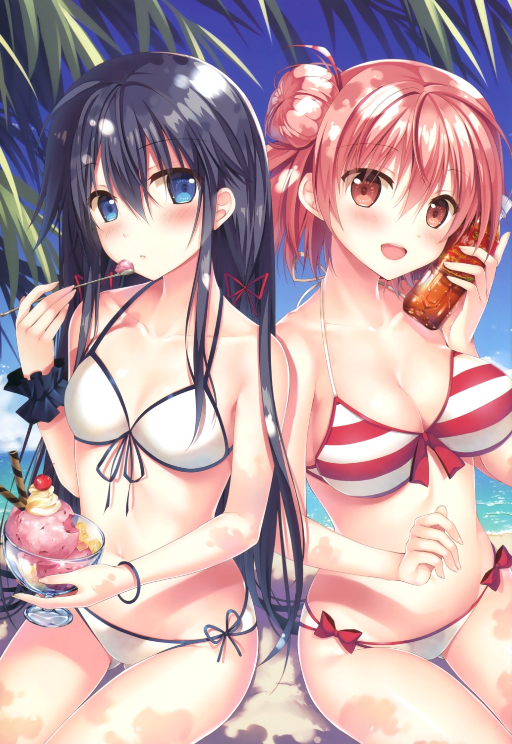 bikini cleavage swimsuits twinbox twinbox_(circle) yahari_ore_no_seishun_lovecome_wa_machigatteiru. yuigahama_yui yukinoshita_yukino