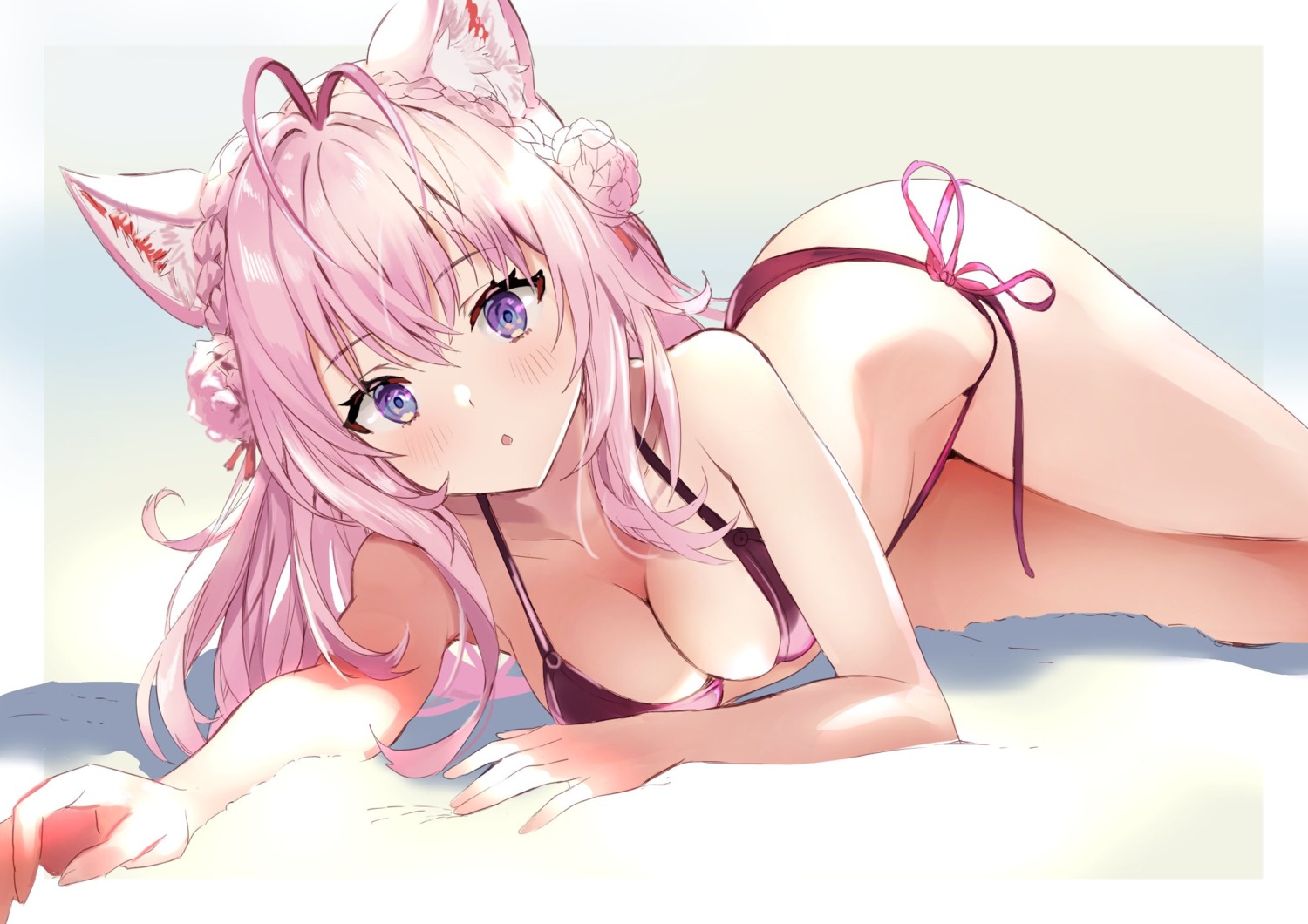 animal_ears bikini hakui_koyori hololive pukara swimsuits