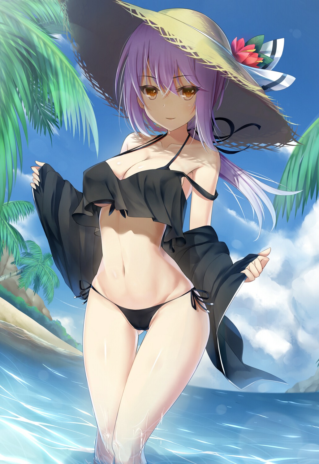bikini cafeore cameltoe cleavage fate/grand_order saber saber_alter swimsuits underboob wet
