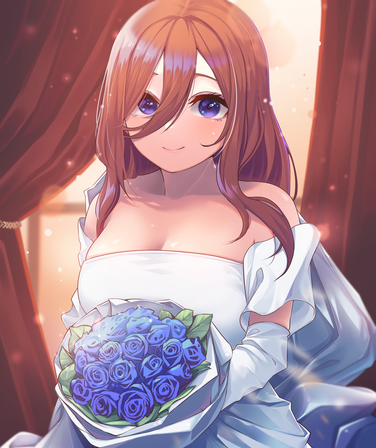 5-toubun_no_hanayome dress kurobi_(netisz) nakano_miku no_bra wedding_dress