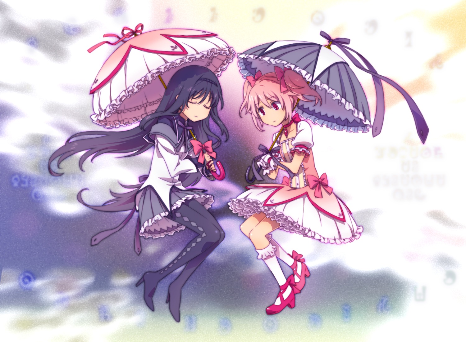 akemi_homura kaname_madoka mahou_shoujo_madoka_magica nekoyanagi_moyo pantyhose