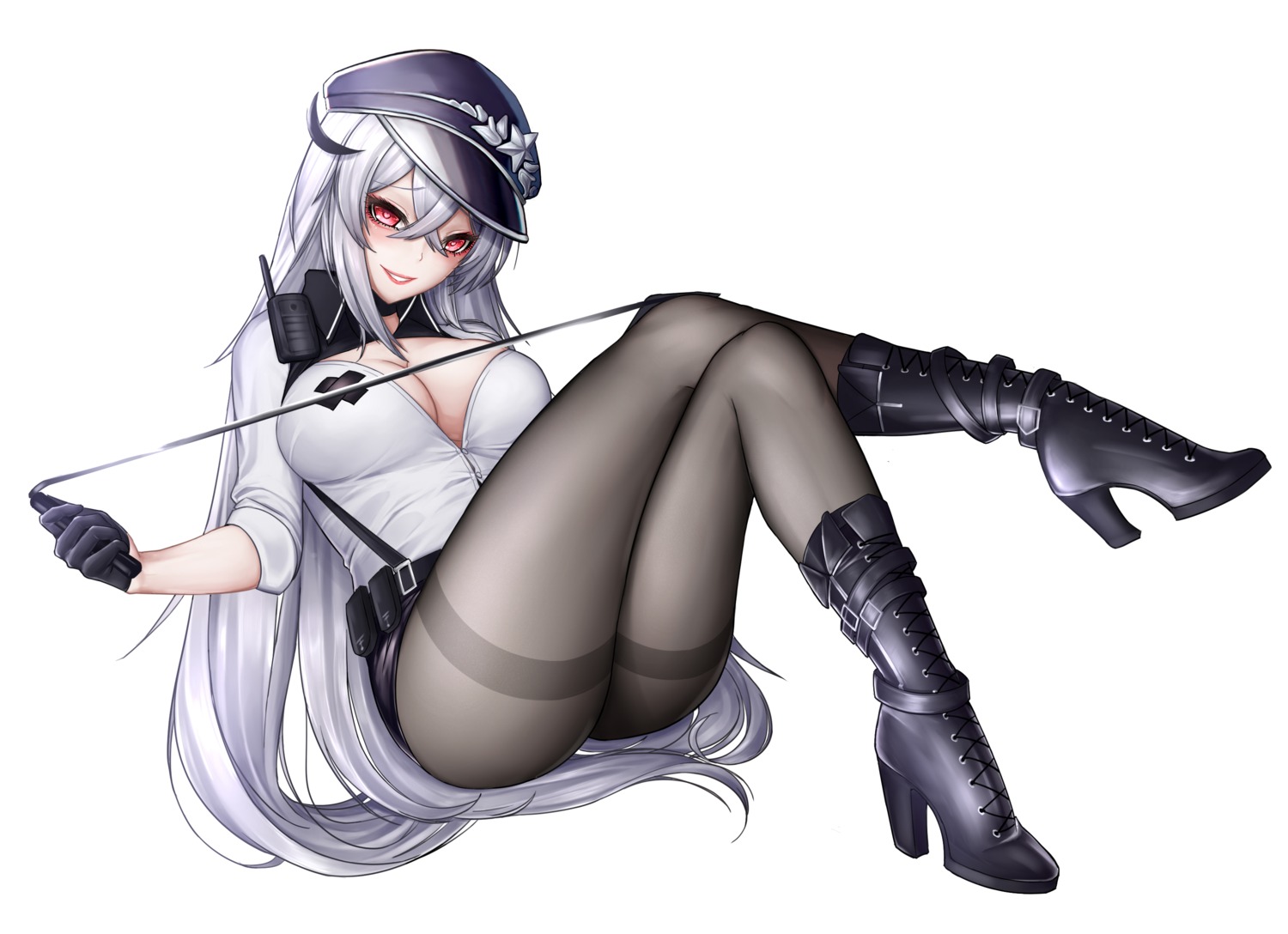 azur_lane gangut_(azur_lane) heels no_bra open_shirt pantyhose rhug4335 uniform weapon