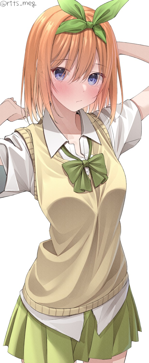 5-toubun_no_hanayome kawai_ritsu_(rits_meg) nakano_yotsuba seifuku sweater