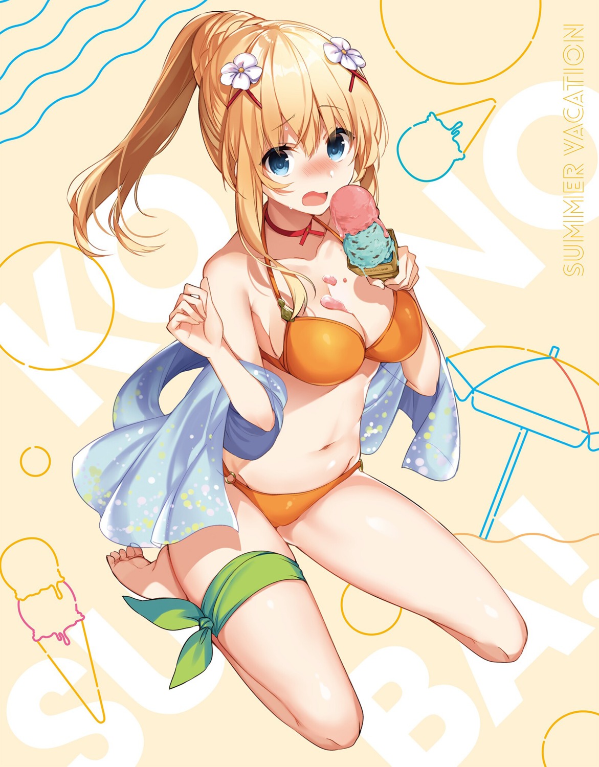 bikini cameltoe cream dustiness_ford_raratina garter kono_subarashii_sekai_ni_shukufuku_wo! mishima_kurone swimsuits