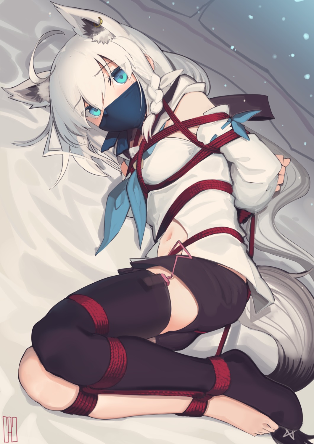 animal_ears bondage hololive hololive_gamers kaddo kitsune shirakami_fubuki tail thighhighs vibrator