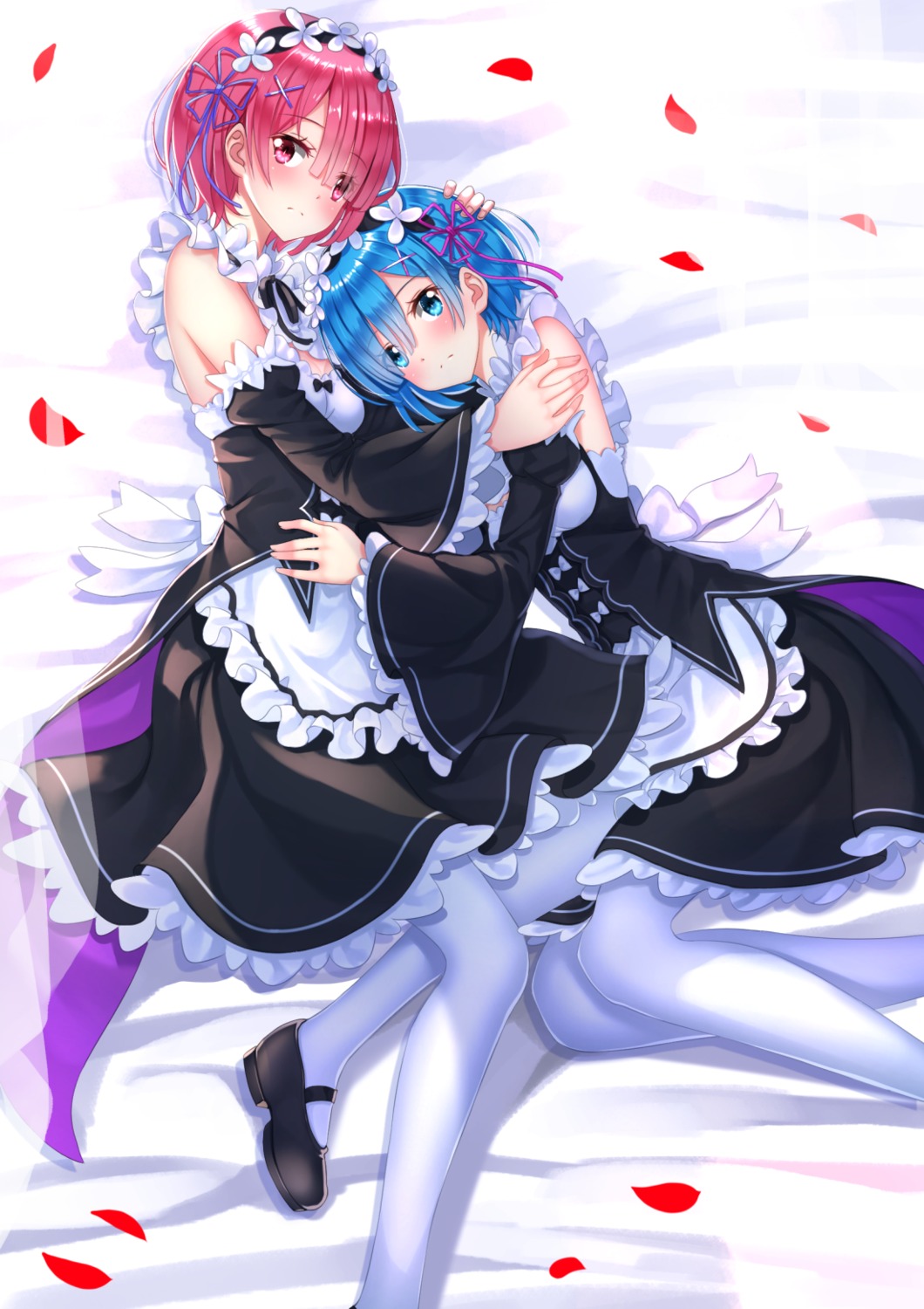 maid pantyhose ram_(re_zero) re_zero_kara_hajimeru_isekai_seikatsu rem_(re_zero) swordsouls