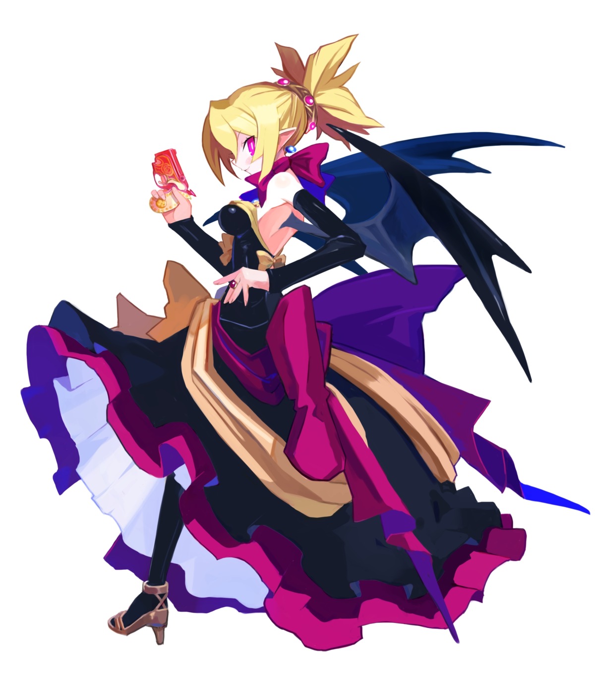 disgaea disgaea_2 dress gun harada_takehito pantyhose pointy_ears rozalin wings