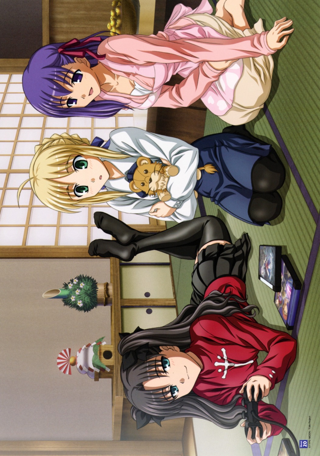 fate/stay_night ishihara_megumi matou_sakura saber thighhighs toosaka_rin