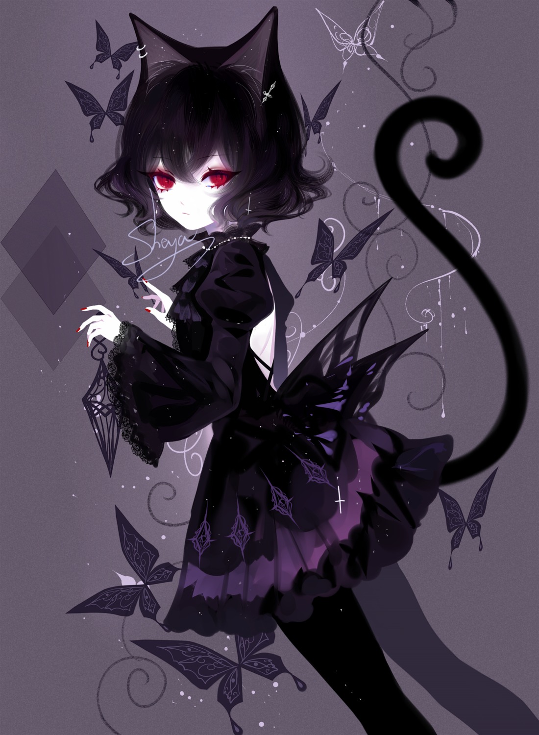 animal_ears nekomimi sheya skirt_lift tail