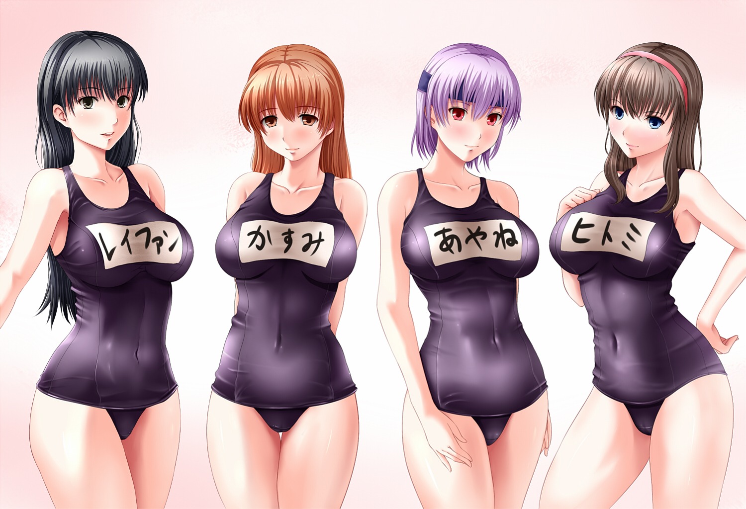 ayane_(doa) dead_or_alive hitomi kasumi lei_fang school_swimsuit swimsuits tachibana_omina