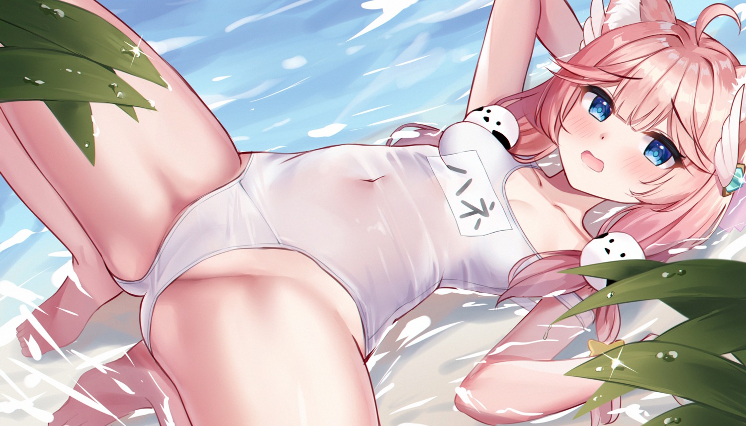 animal_ears cameltoe cleavage eric_(tianqijiang) indie_virtual_youtuber nekomimi sakurada_hane school_swimsuit see_through swimsuits wet