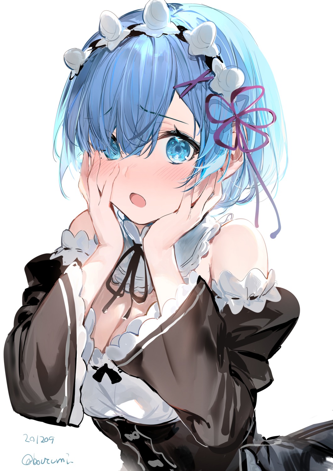 cleavage maid re_zero_kara_hajimeru_isekai_seikatsu rem_(re_zero) umibouzu