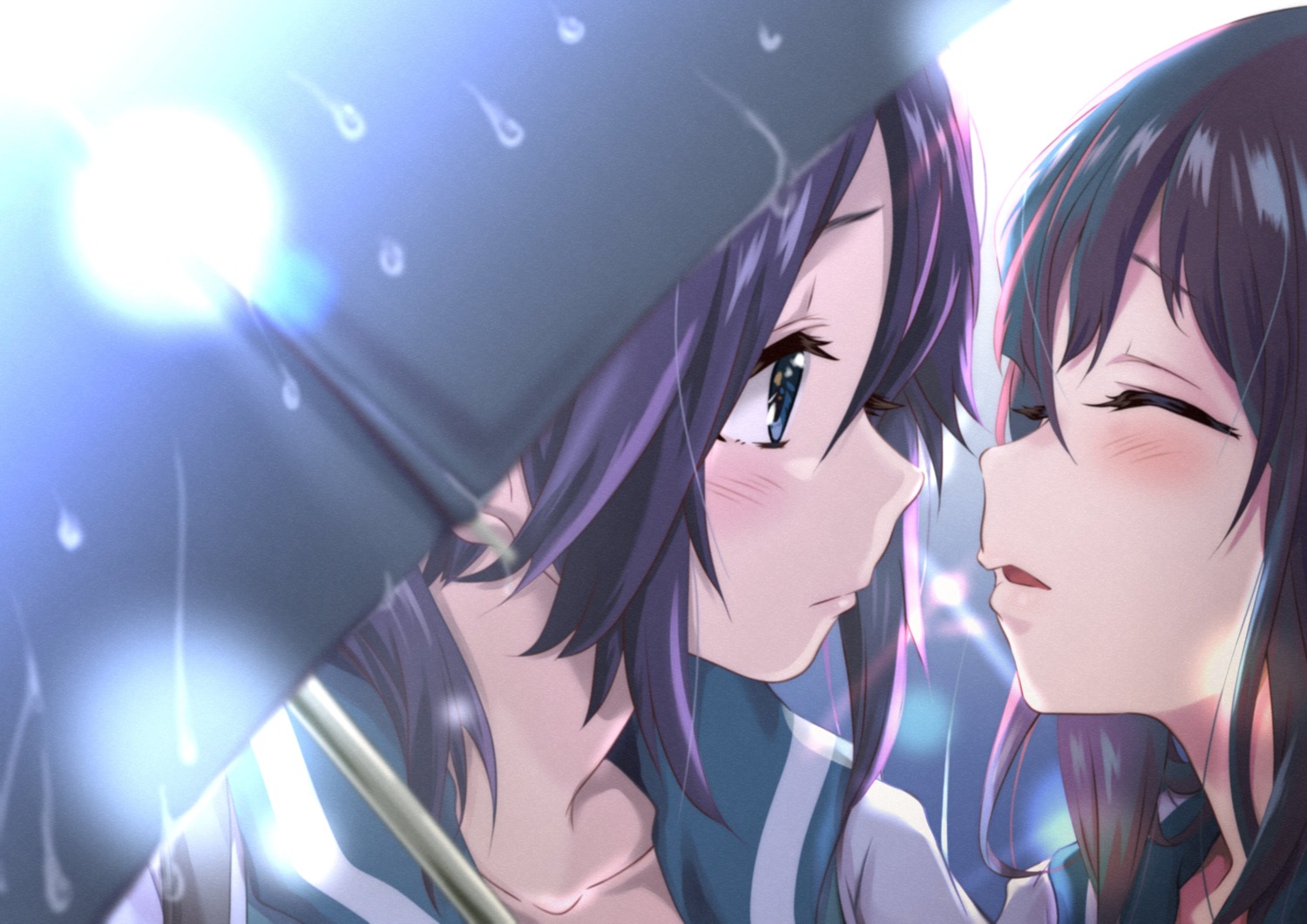 hibike!_euphonium kasaki_nozomi kurumiyasan_ns liz_to_aoi_tori seifuku umbrella yoroizuka_mizore yuri