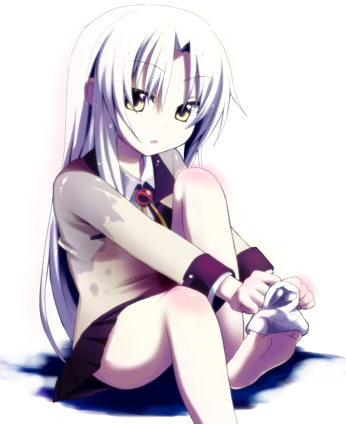 angel_beats! atahuta seifuku tachibana_kanade wet_clothes