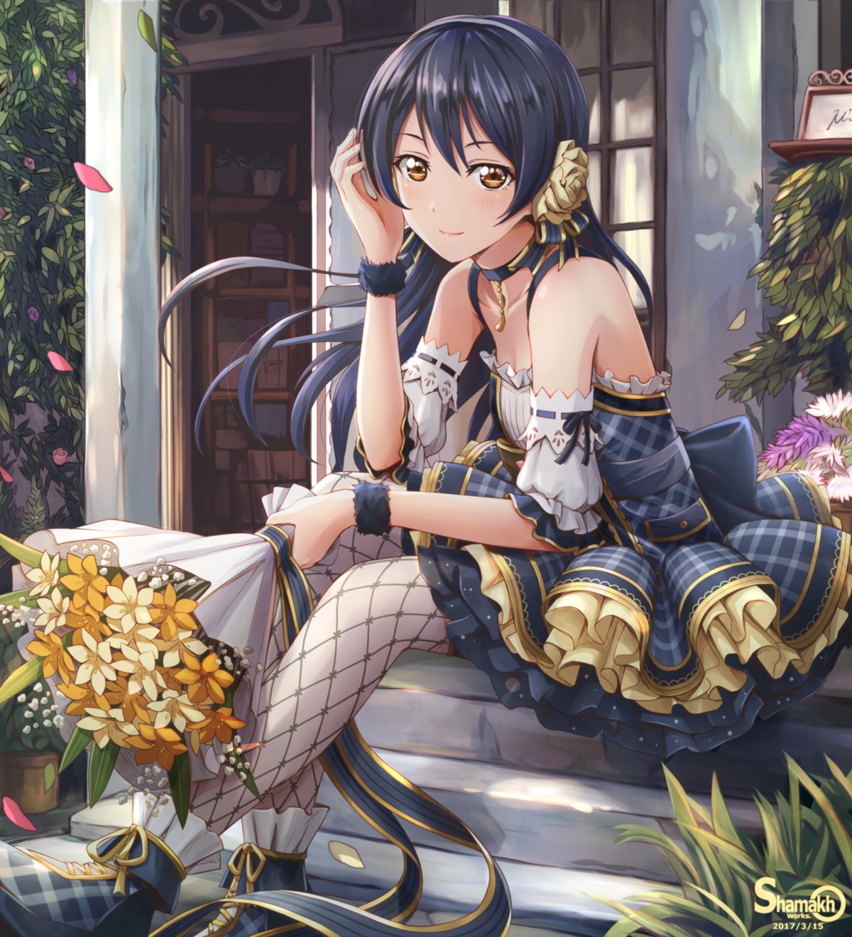 dress love_live! shamakho sonoda_umi thighhighs