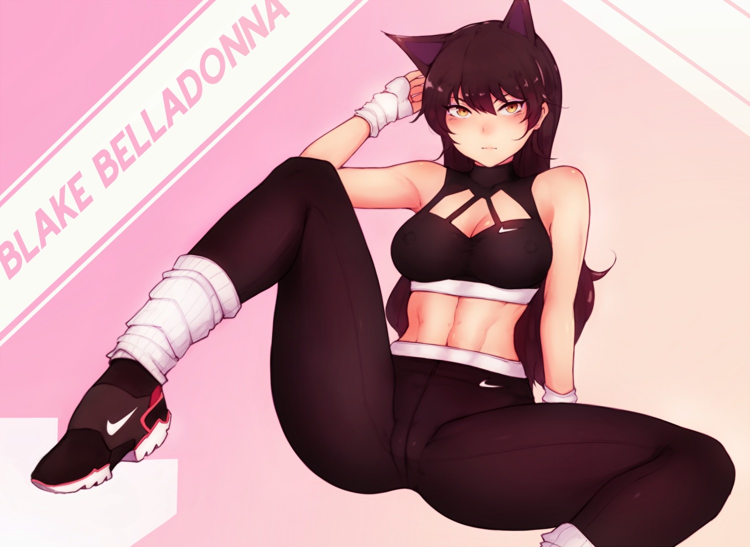 animal_ears blake_belladonna bluefield cameltoe cleavage erect_nipples gym_uniform rwby