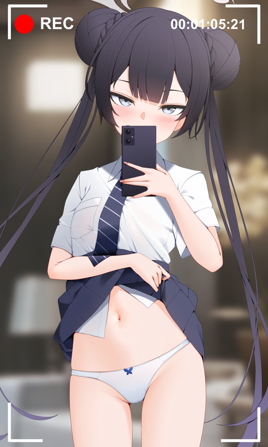 blue_archive halo loli pantsu ryuuge_kisaki seifuku selfie skirt_lift z.taiga