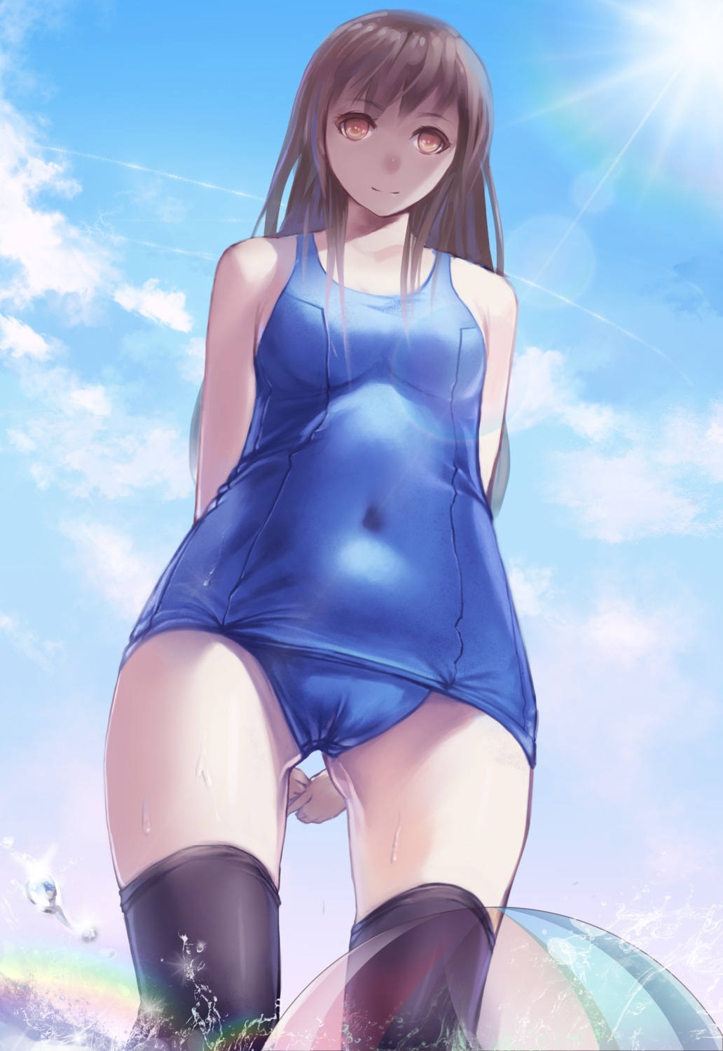 m.kk school_swimsuit swimsuits thighhighs