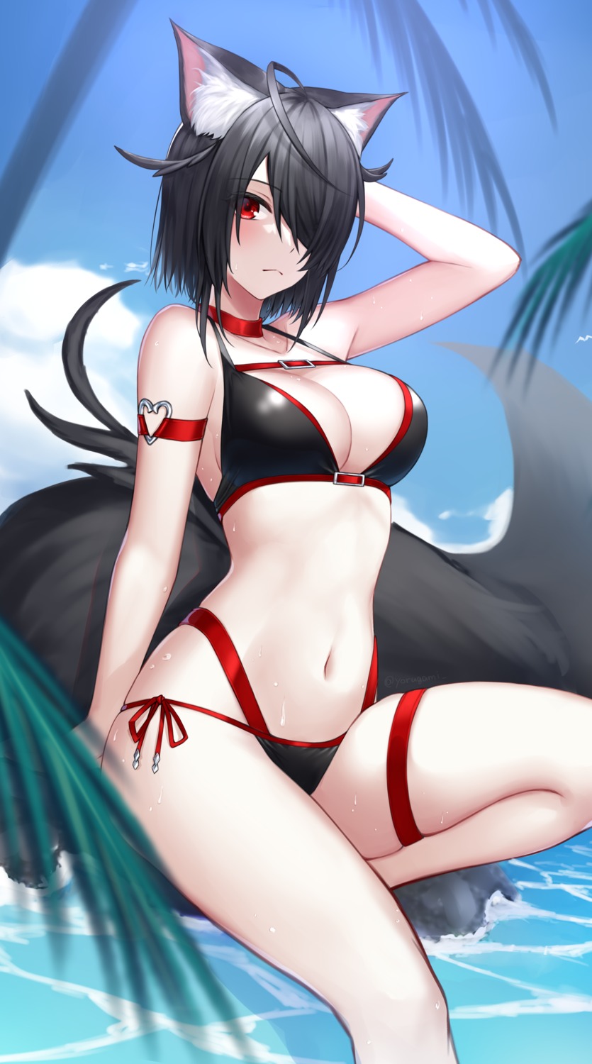 animal_ears bikini garter swimsuits tail yorugami_rei