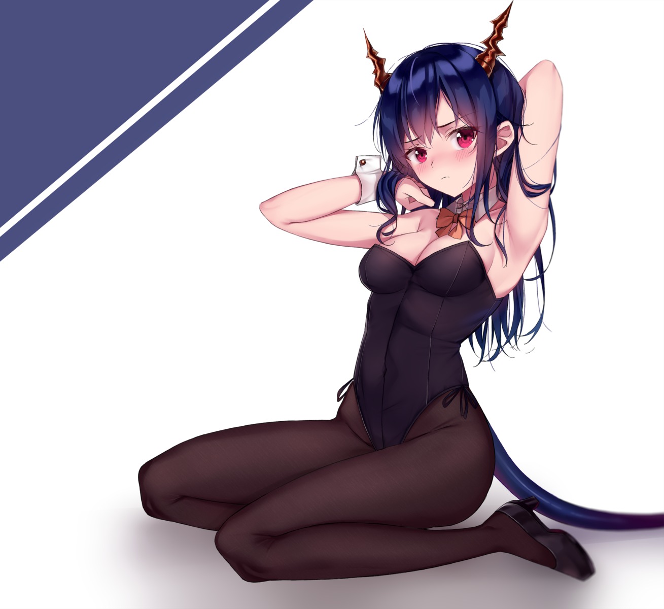 arknights bunny_girl ch'en_(arknights) cleavage heels horns pantyhose shokuyou_koori tail