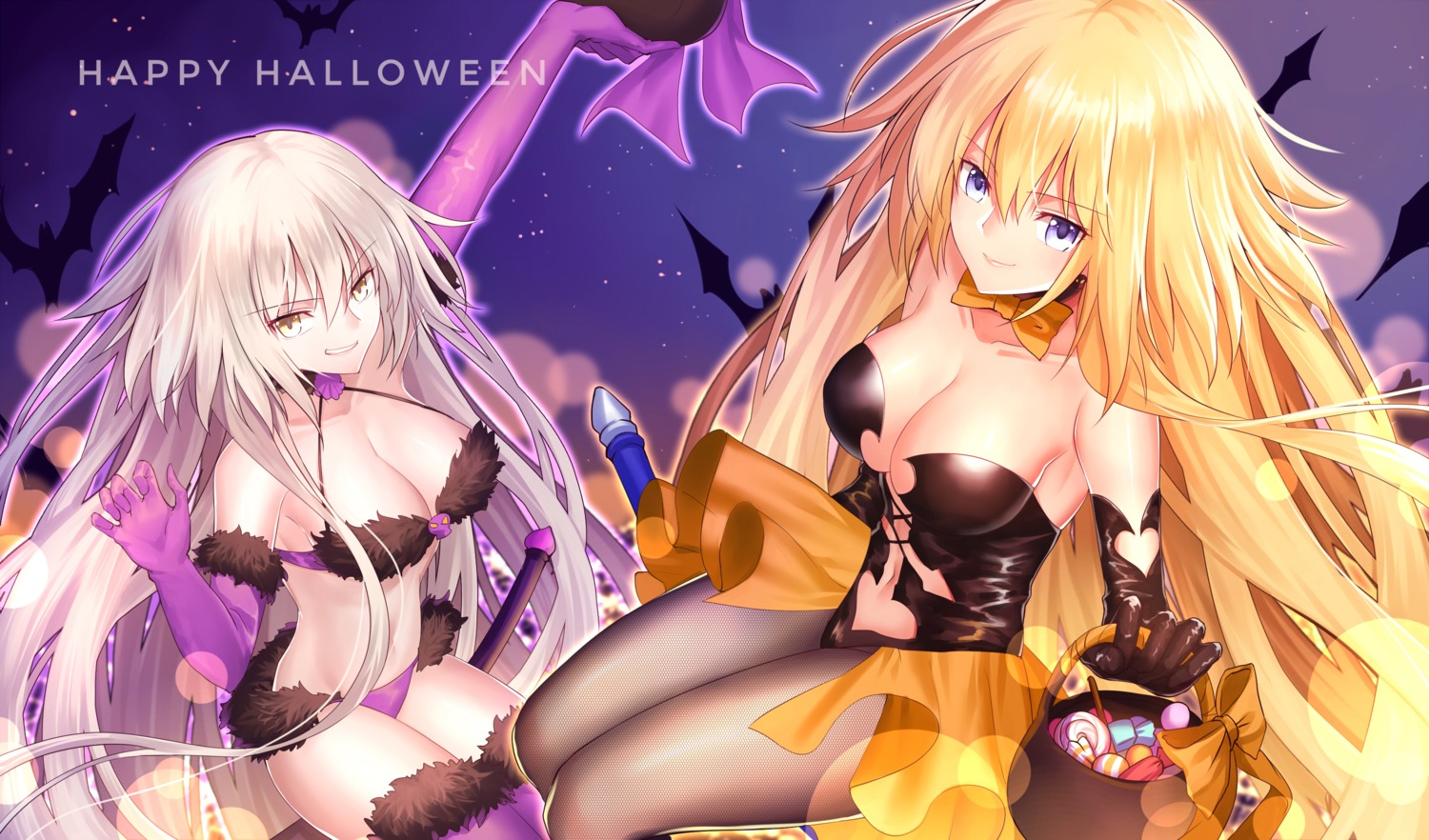 bikini_armor cleavage fate/grand_order gogatsu_fukuin halloween jeanne_d'arc jeanne_d'arc_(alter)_(fate) jeanne_d'arc_(fate) leotard no_bra pantyhose thighhighs