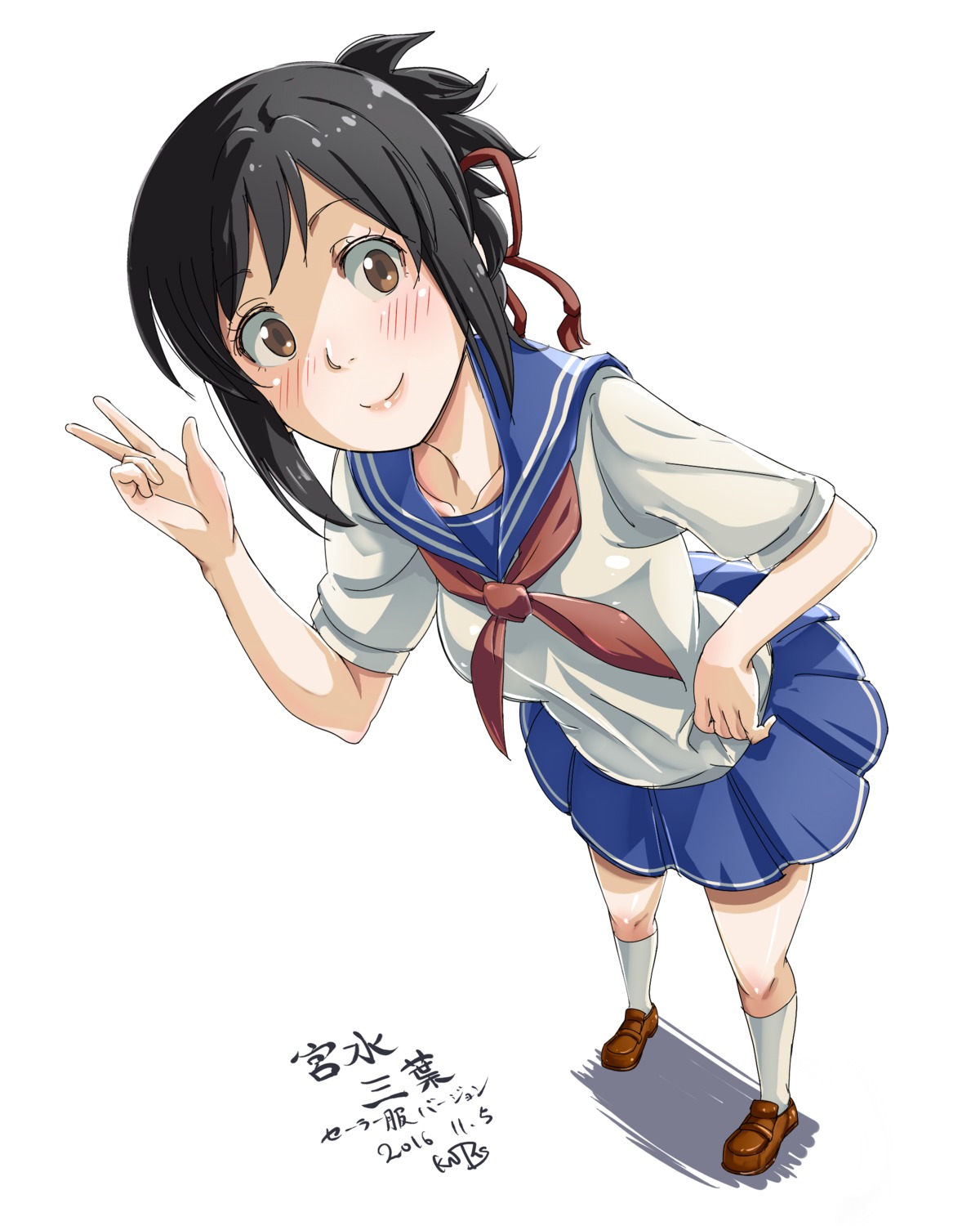 kimi_no_na_wa. kntrs_(knyrs) miyamizu_mitsuha seifuku