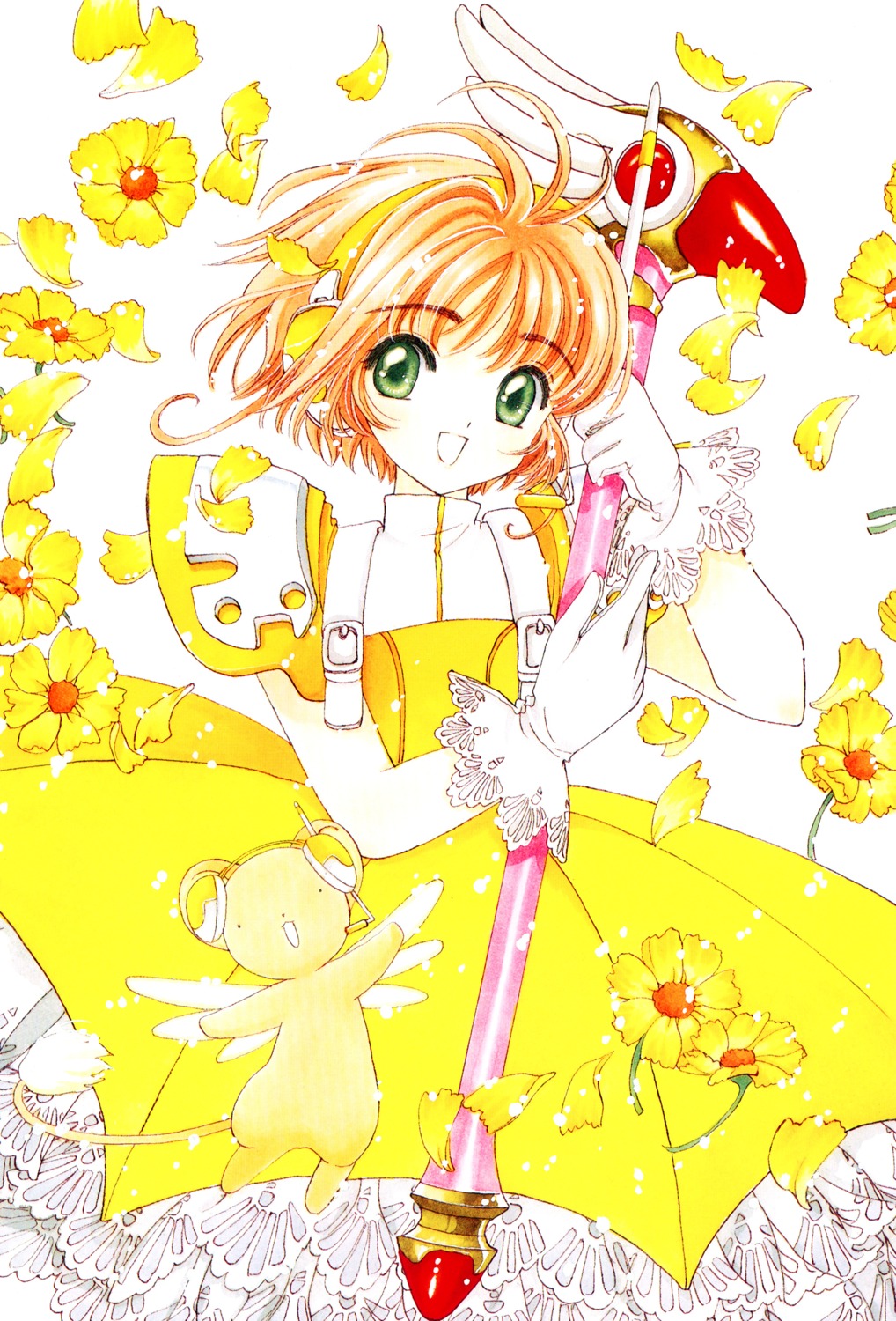 card_captor_sakura clamp dress kerberos kinomoto_sakura weapon