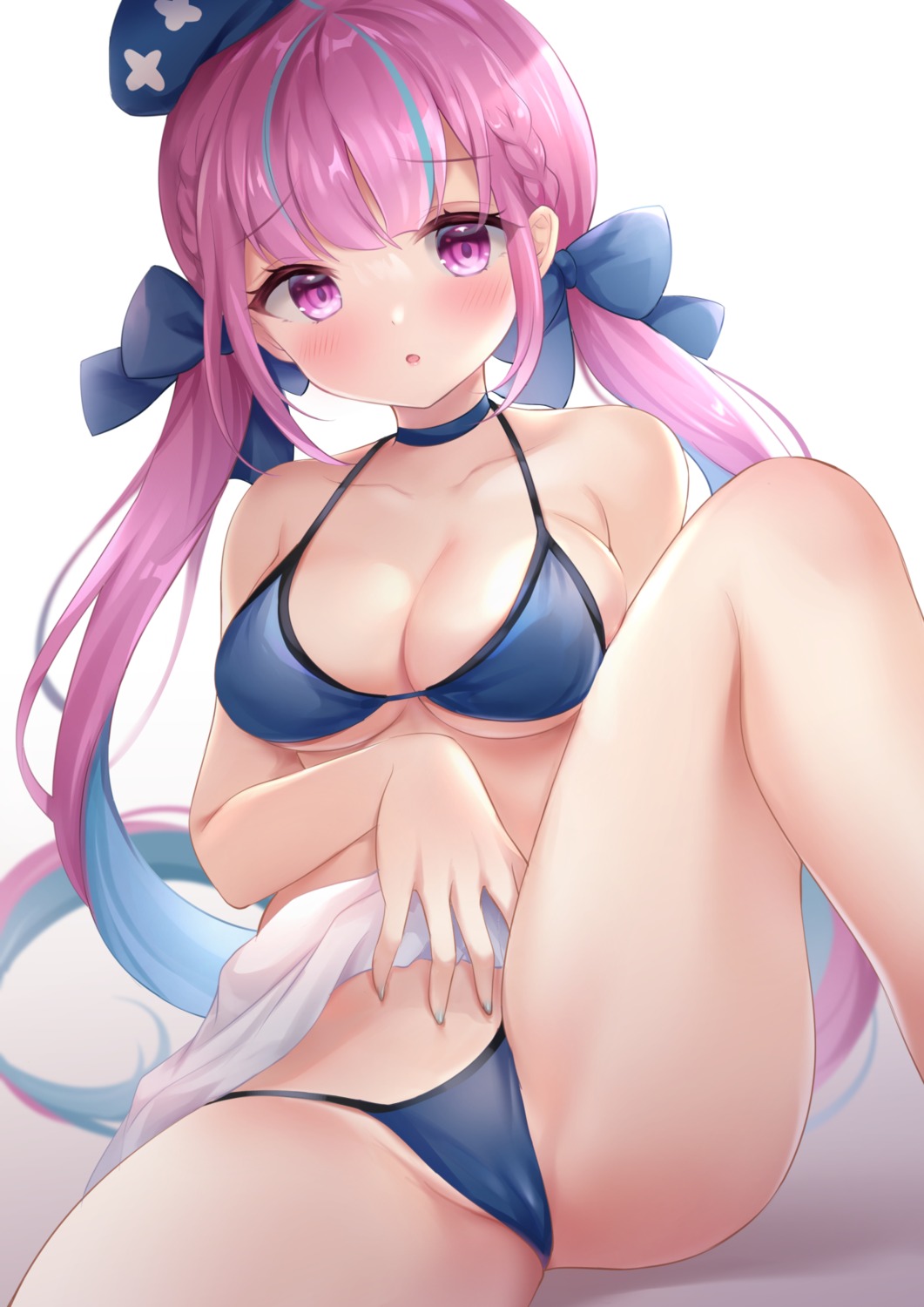 bikini cameltoe hololive minato_aqua nikoo skirt_lift swimsuits thong