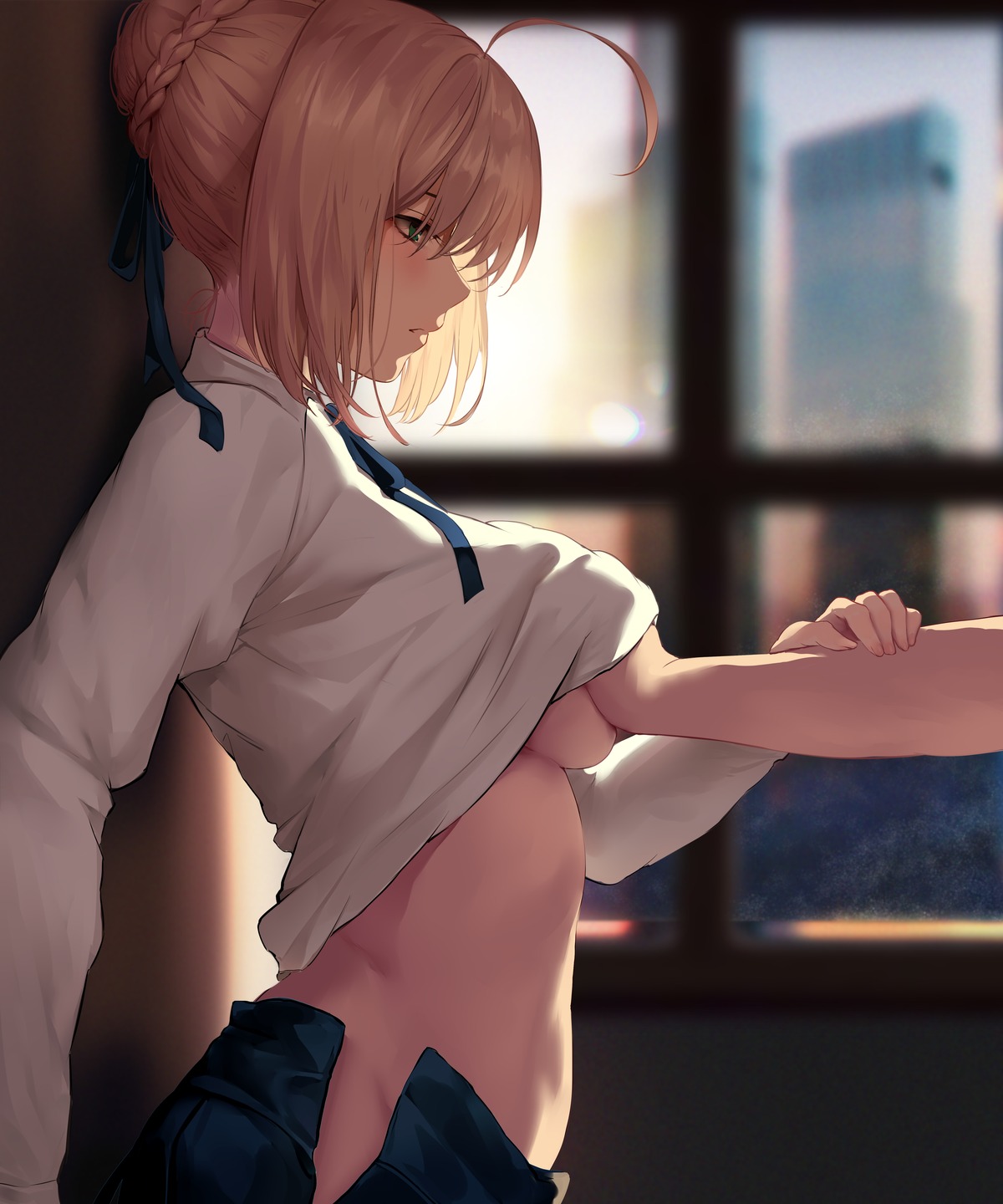 azto_dio breast_grab fate/grand_order no_bra nopan saber shirt_lift